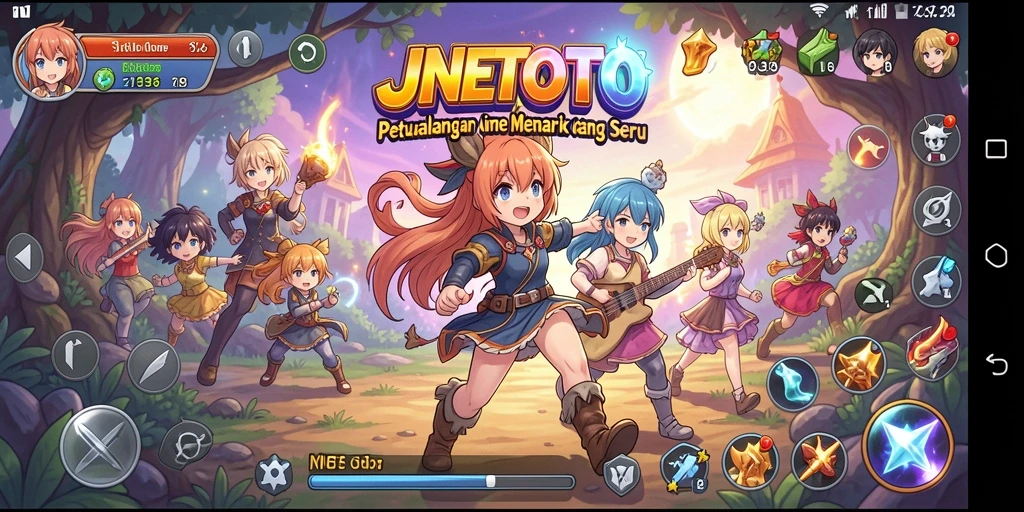 Tampilan gameplay JNETOTO yang seru dengan karakter anime yang dinamis.