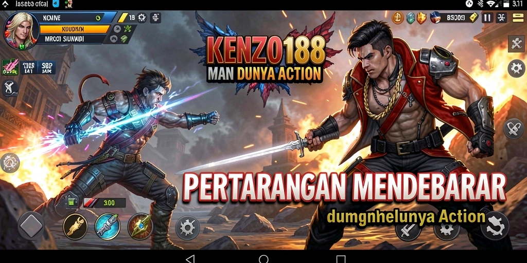 Screenshot KENZO188 menampilkan aksi pertempuran yang intens dan mendebarkan.