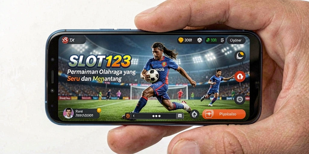 Screenshot menunjukkan gameplay seru dari SLOT123 dengan aksi olahraga yang mendebarkan.