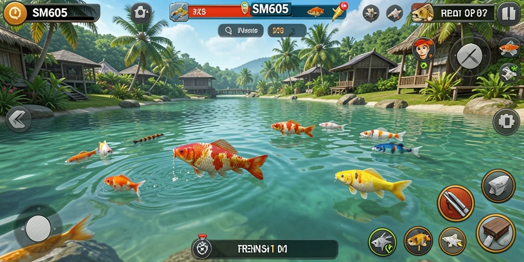 Tangkapan ikan terbaik dalam gameplay SM605 yang menantang.