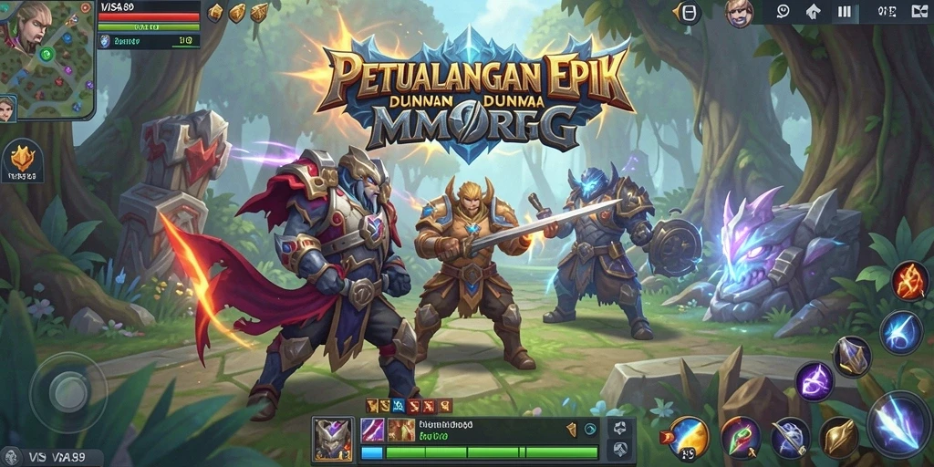 Screenshot dari gameplay VISA89 menampilkan pertempuran seru di dunia fantasi.