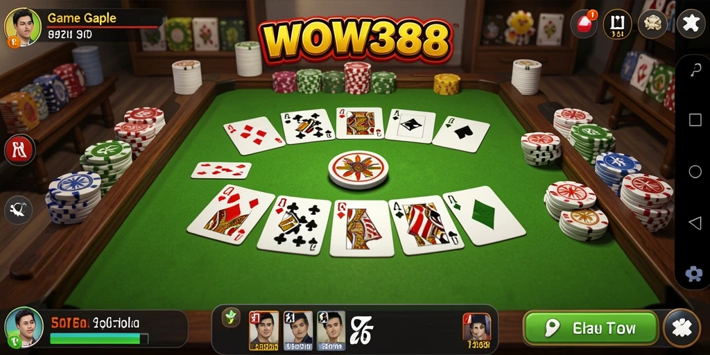 Tampilan seru dalam gameplay Gaple di WOW388 yang menghibur.